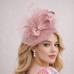 New Kentucky Derby KY Oaks Elegant Pink Fascinator Hat Headwear Tea Church Ascot